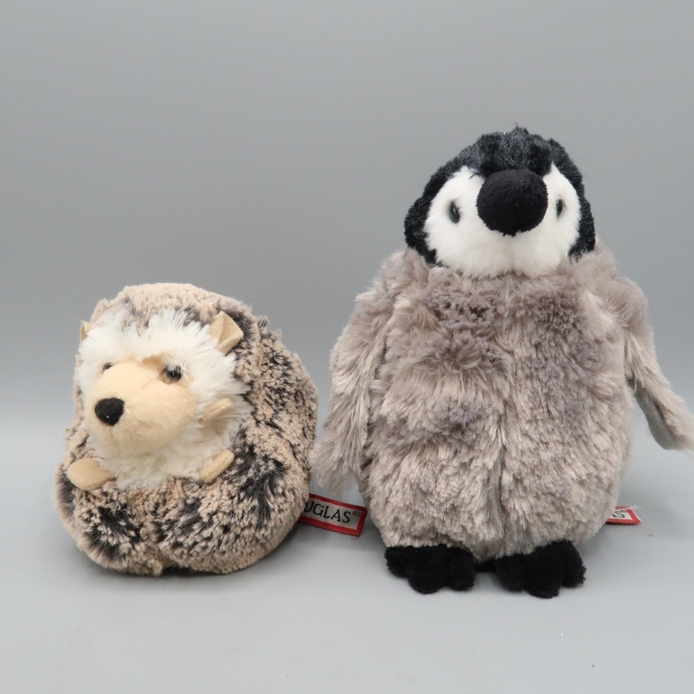 Douglas Toys‎ Cuddles Penguin Chick & Hedgehog Plush Stuffed Animal Toy  7" Lot